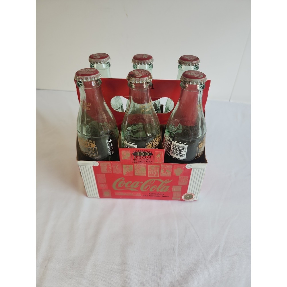 1996 Coca Cola 100 Years Of Olympic Athens To Atlanta 6 Pack Bottles‎ & Carrier